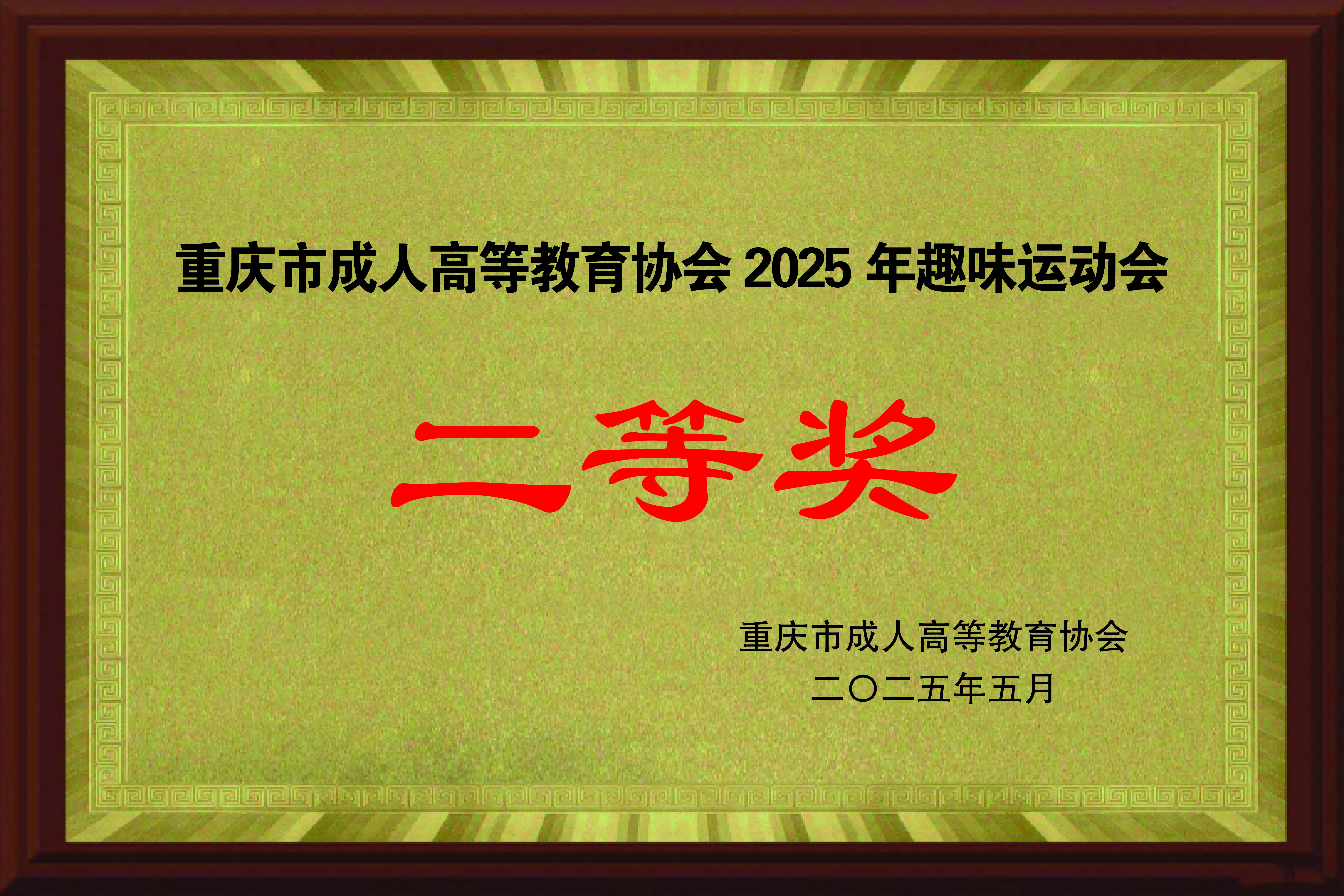 重庆市成人高等教育协会2025年趣味运动会二等奖.jpg